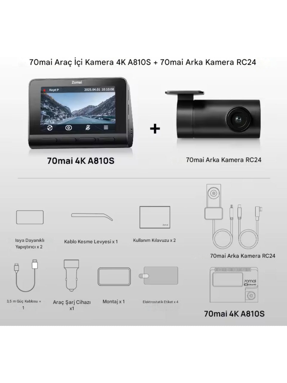 70mai A810S Araç Kamerası Seti