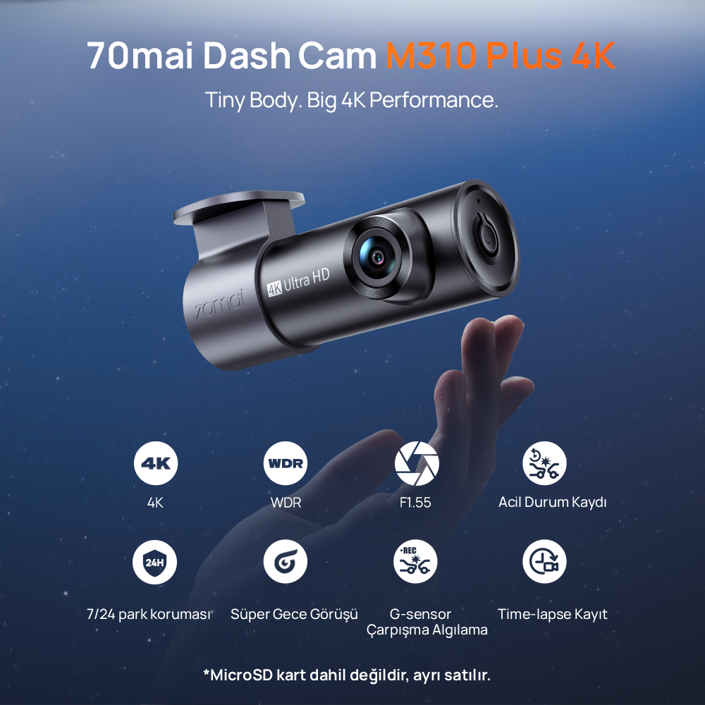 70mai M310 Plus 4K Araç Kamerası Seti